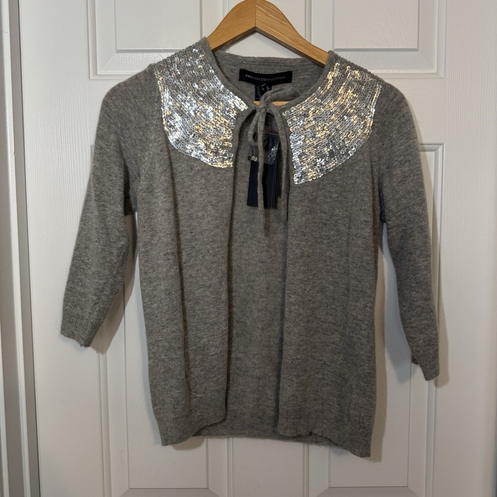 French Connection Women's Sweater Cardigan With Sequin Detail‎ Size Small